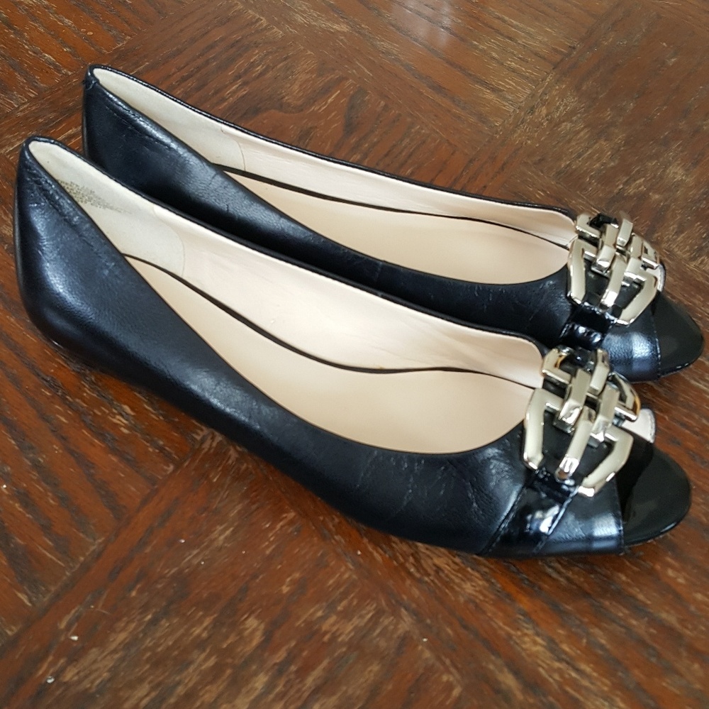 Nine West leather peep toe flats